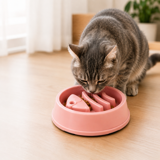 🐱 Gamelle Anti-Glouton Motif Poisson pour Chat