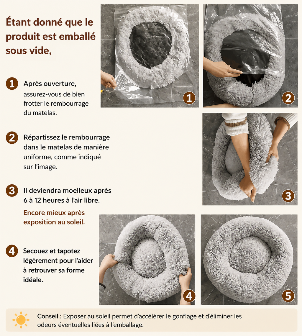 🐾 Panier Cocoon Anti-Stress Ultra Doux pour Chien &